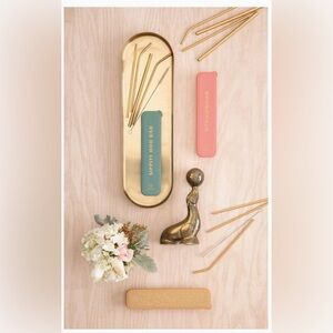 DESIGNWORKS INK Wish Upon a Straw Gold Reuseable Straw Set Straws &  Brushes